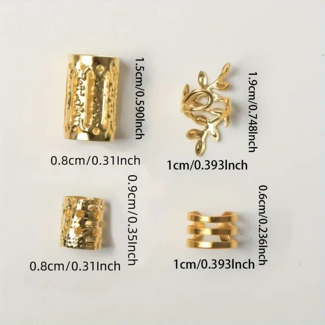 10pcs golden hair ring set, ideal for adding a chic touch to braids, twists, and dreadlocks