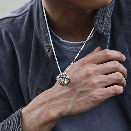 Elegant deformation and rotation necklace featuring an astronomical ball ring pendant, ideal as a creative holiday or birthday gift