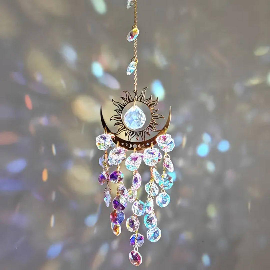 "Crystal Rhinestone Sun Catcher Pendant for Windows – Evil Eye Protection Décor"