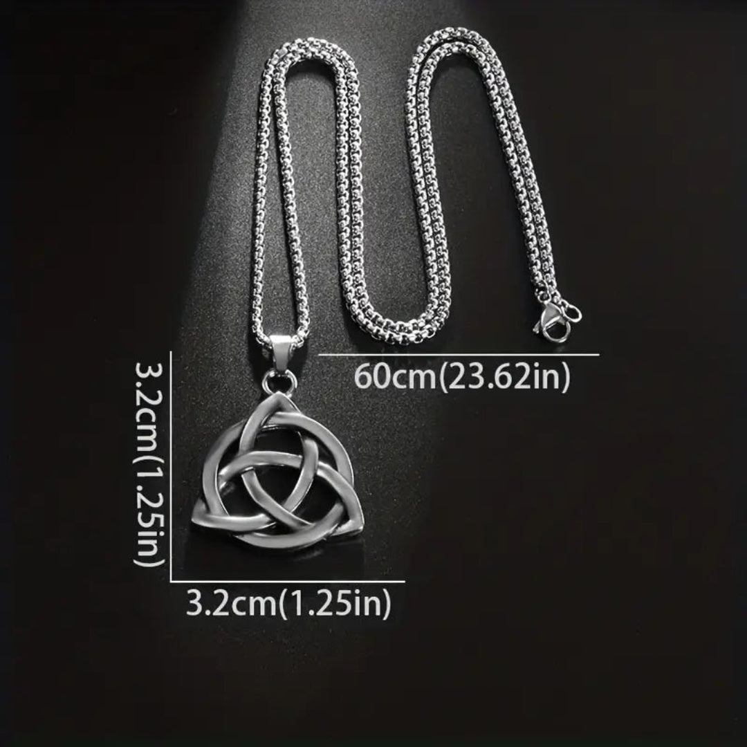 Vintage Silvery Celtic Knot Pendant Necklace for Men and Women – Norse Viking Amulet Jewelry