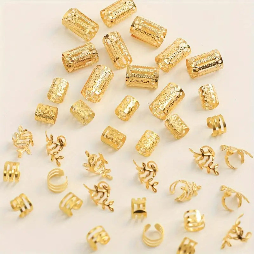 Durable and stylish golden hair rings and clips, suitable for year-round hair fashion and creativity