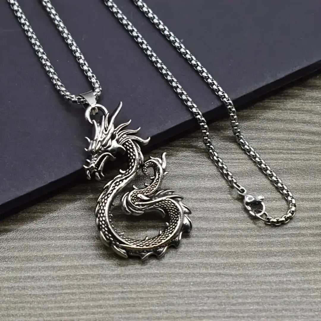 High-quality boys' dragon pendant necklace, a symbolic and trendy jewelry piece for holidays, birthdays, or special occasions