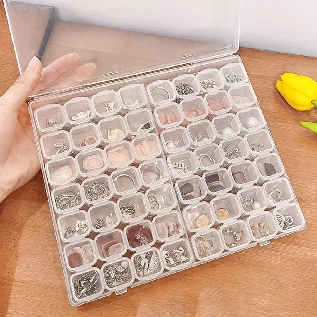 Classic Style Jewelry Organizer Box with transparent plastic design and removable grids for customizable storage